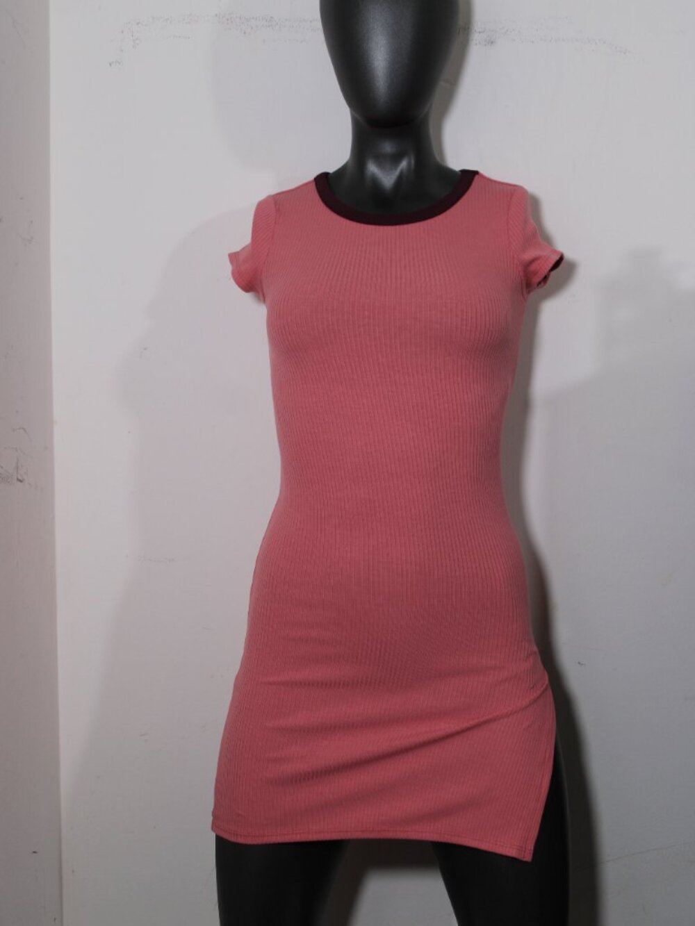 Planet Gold NWT Ribbed Ringer Bodycon Mini Dress Pink Size 4/5 - Picture 4 of 8